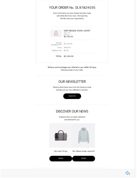 air dior emails|Dior email receipt.